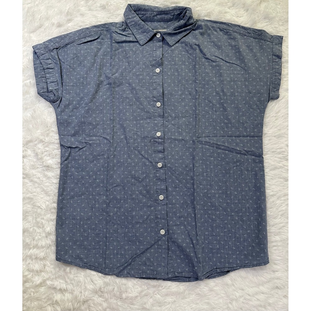 Marine Layer Dana‎ Women's Button Up Shirt Blue Short Sleeve Top Casual Size M